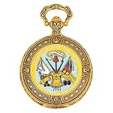 Jules Jurgensen American Hero Series United States Army Insignia Gold Tone Pocket Watch with Chain #JJ7382GC
