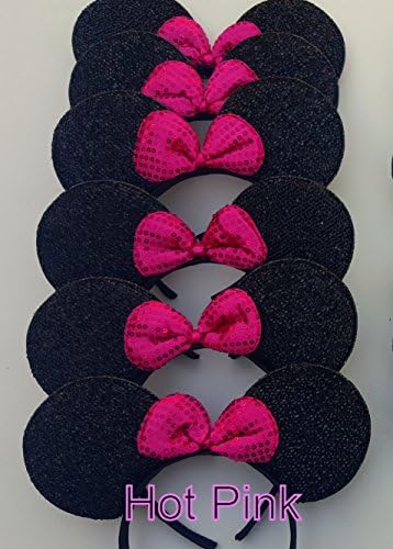 Minnie Mouse Ears Headband w/ Hot Pink Bow (Lot of 6)