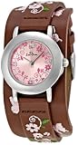 Zou Zou Pink Dial Brown Leather Cuff Ladies Watch ZRT6019