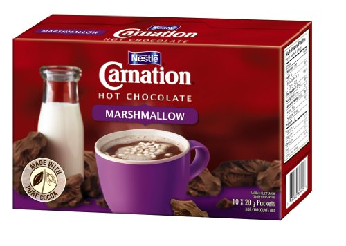 Carnation Hot Chocolate with Marshmallows, 10-Count Box, 28g Envelopes