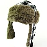 Sporting Goods : BUFFALO PLAID FAUX FUR PILOT TRAPPER TROOPER HAT BLACK MEDIUM LARGE