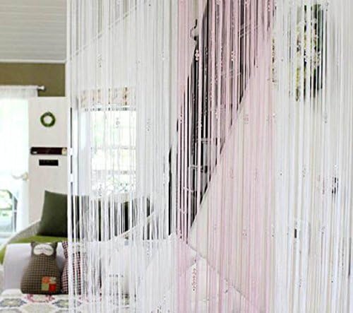 Paker Crystal Beaded Curtains Hanging Door Beads String Room Dividers Tassel (39.37" x 78.74'', White)