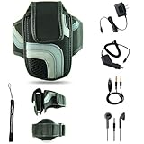 Black Adjustable Deluxe Sportband / Workout Armband with Adaptable Neck Str ....
