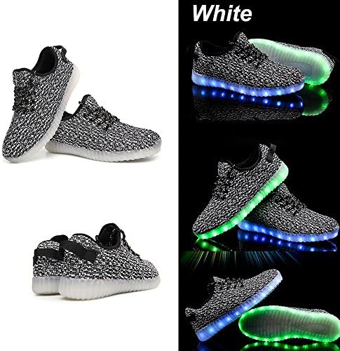 USB Charging LED Light Sport Shoes Flashing Sneakers Men Women Couple, Fashion Breathable Shoes, Flat,Shoe Plus Size 35-46. (8.5 D (M) US, White)