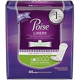 Poise Incontinence Liners, Long Length, Very Light Absorbency, 44 count (Pack of 6)