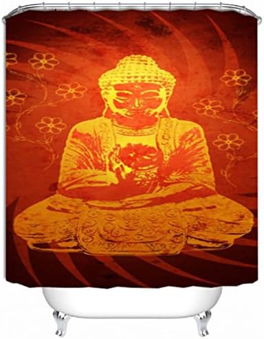 Buddha Pattern Waterproof Mildew Shower Curtain Bathroom Accessories