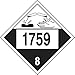 Accuform MPL789CT50 & Placards 4-Digit DOT Placards 1759(Corrosive solid nos)10 3/4"x10 3/4" PF-CardStck 50PK