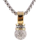 Two Tone Metal Genuine Austrian Crystal Pendant Necklace Fashion Jewelry