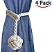 Melaluxe 4 Pack Curtain Tiebacks - Natural Cotton Curtain Rope Tieback, Handmade Rural Decorative Curtain Holdbacks (Beige)