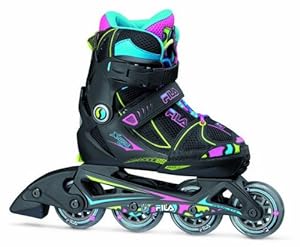 Fila Mädchen Inlineskate X-one G, Schwarz/Gelb/Pink/Blau, L, 010614145