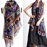 Geometric Pattern Shawl Scarf - BLUE
