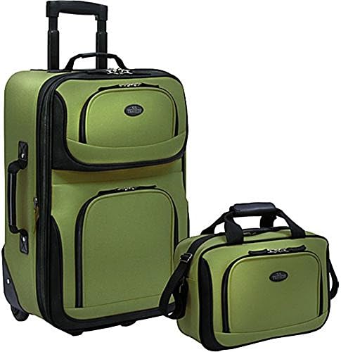 US Traveler Rio Two Piece Expandable Carry-On Luggage Set, Green