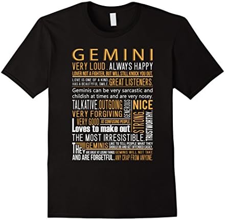 Men's Gemini Very Loud Always Happy Lover Not A Fighter... T-Shirt 2XL Black