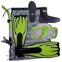 Snorkeling Scuba Dive Mask Snorkel Boots Fins Gear Bag Set