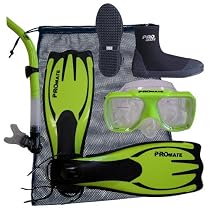Snorkeling Scuba Dive Mask Snorkel Boots Fins Gear Bag Set