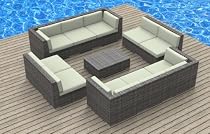 Big Sale Urban Furnishing - BERMUDA 11pc Modern Outdoor Backyard Wicker Rattan Patio Furniture Sofa Sectional Couch Set - Beige