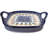 Polish Stoneware Serving Platter / Tray with Handles, Hand-made Polish Pottery From Boleslawiec