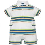 The Childrens Place Boys White Striped Cargo Romper