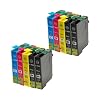 10 Druckerpatronen f�r Epson T1631XL 1632XL 1633XL 1634XL BK,C,M,Y - 4xSchwarz je 18ml,2x je C,M,Y 18ml, kompatibel. Geeignet f�r EPSON Workforce WF-2010 WF-2510 WF-2520 WF-2530 WF-2540.