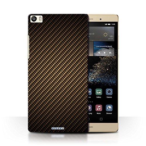 STUFF4 Phone Case / Cover for Huawei P8 Max / Gold Design / Carbon Fibre Effect/Pattern Collection