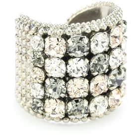 Sorrelli Snow Bunny Neutral Circle Stud Crystal Band Ring