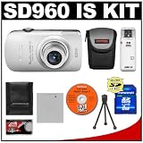 Canon PowerShot SD960 IS Digital ELPH Camera (Silver) + 8GB SD Card + Case + NB-4L + Accessory Kit