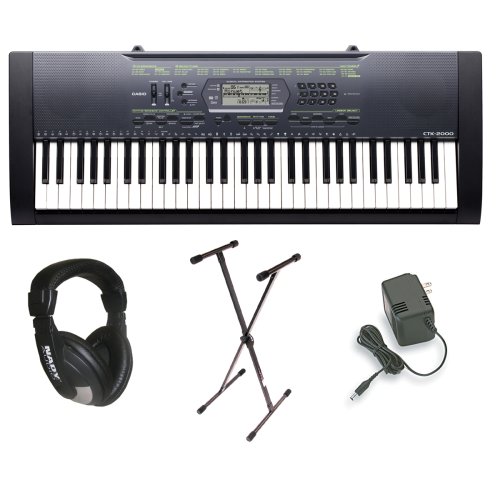Childrens Toyshop  Musical Instruments : Casio CTK2000 Premium Pack with Power Supply, Keyboard Stand and Professional Closed Cup Stereo Headphones