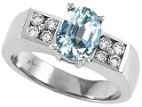 1.75 cts Genuine Aquamarine and Diamond Ring - 14kt White or Yellow Gold