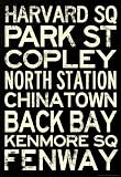 Professionally Framed Boston MBTA Stations Vintage Subway RetroMetro Travel Poster - 11x17 with RichAndFramous Black Wood Frame