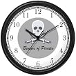 Pirate Skull & Crossed Swords No.1 - Pirate Theme Wall Clock by WatchBuddy Timepieces (White Frame)