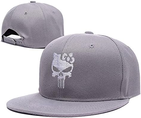 RHXING Kitty Punisher Adjustable Snapback Embroidery Hats Caps Grey