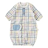 (チャックル) chuckle *WAFUわふ*やわらかWガーゼチェック柄新生児ツーウェイオール サックス 50-60cm N5010S-00-30