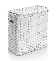 White Rattan Laundry Sorter