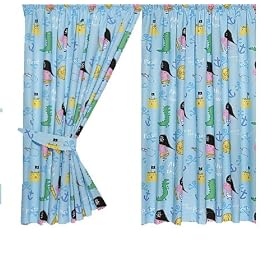 Character World Peppa George Pirate Curtains with Tie Backs, 72 Inch