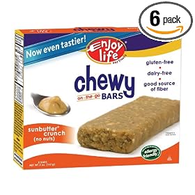 Enjoy Life Sunbutter Crunch Chewy On The Go Bars, Gluten, Dairy & Nut Free, 5-Ounce Boxes (Pack of 6)