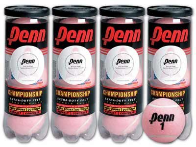 SportingGoods: Pink PENN Championship Extra Duty Tennis Balls  1 DOZEN=4 TUBES OF 3 BALLS=12 BALLS 