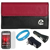 Red & Black Portola Executive Leather Holster Carrying Case with Fixed Belt ....