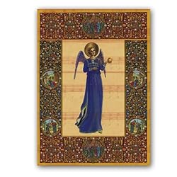 Holiday Music with Angel - 5" x 7" Vellum Overlay Christmas Greeting Card