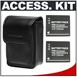 Deluxe Accessory Kit with Soft Leather Case + Two (2) Spare CGA-S005A Battery Packs for Panasonic Lumix DMC-FX10, FX12, FX100 & LX2 Digital Cameras