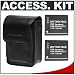 Deluxe Accessory Kit with Soft Leather Case + Two (2) Spare CGA-S005A Battery Packs for Panasonic Lumix DMC-FX10, FX12, FX100 & LX2 Digital Cameras