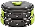Camping Cookware Mess Kit Backpacking Gear & Hiking Outdoors Bug Out Bag Cooking Equipment 10 Piece Cookset | Lightweight, Compact, & Durable Pot Pan Bowls - Free Folding Spork, Nylon Bag, & Ebook