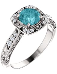 Platinum 6.00mm Round Cut Zircon and Diamond Ring -- LIFETIME WARRANTY