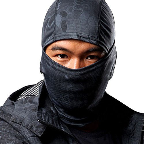 Yoyorule Camouflage Army Cycling Motorcycle Cap Balaclava Hats Full Face Mask (Black)