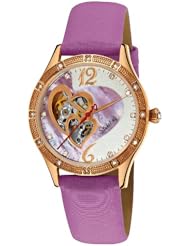 Stuhrling Original Womens 196A.124Q4 Vogue Harmony Automatic Skeleton Swarovski Crystals Mother-Of-Pearl Purple Watch
