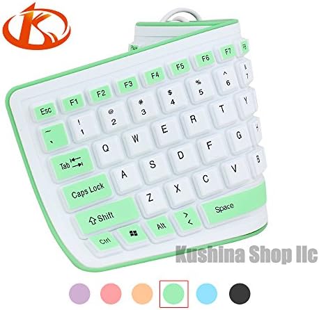 Kushina Foldable Silicone Keyboard USB Wired Flexible Soft Waterproof Computer Desktop Keyboard for PC Laptop Notebook (Green)