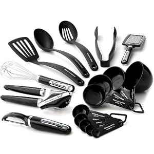 KitchenAid Cook’s Series 17-Piece Starter Tool and Gadget Set, Black