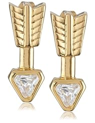 Roman Luxe Gold-Tone Crystal Arrow Drop Earrings