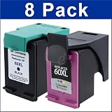 (4 Black / 4 Color) Remanufactured Ink Cartridge Replacement Combo for HP 60XL (CC641W / CC644WN)