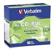 Verbatim 95170 700 MB 2x-4x 80 Minute Silver Rewritable Disc CD-RW, 10-Disc Slim Case