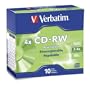 Verbatim 95170 700 MB 2x-4x 80 Minute Silver Rewritable Disc CD-RW, 10-Disc Slim Case